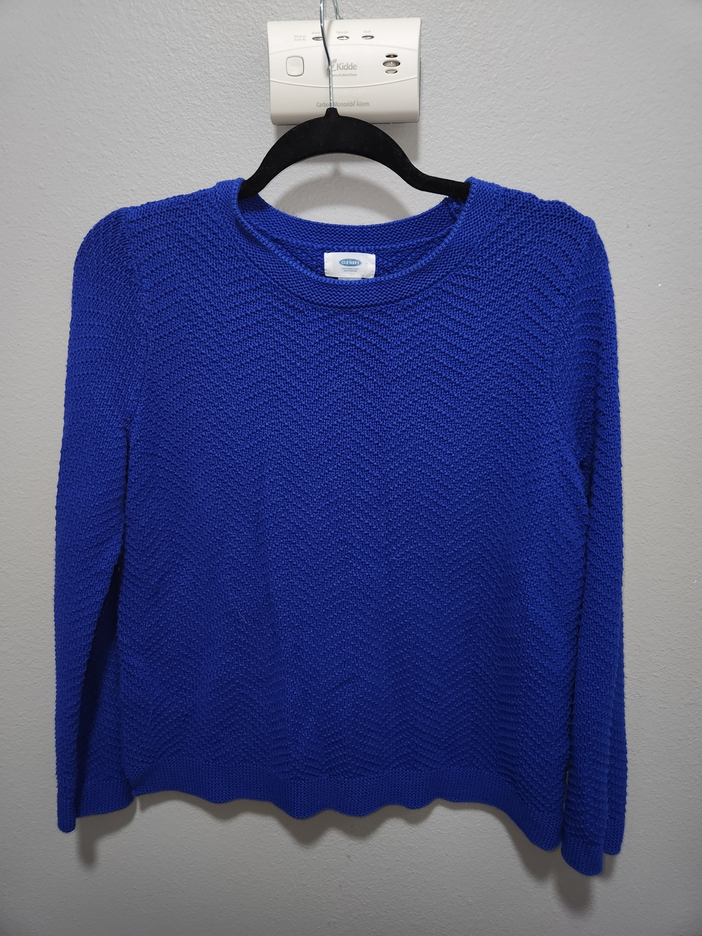 Old Navy Cobalt Blue Textured Crewneck Sweater